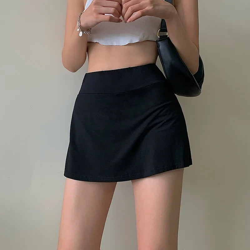 IMIEMIE Tennis Skirt Women High Waist Sexy Girl Tight Bag Hip Short Skirt Summer Sports Culottes split A-line Mini skirt Y2K