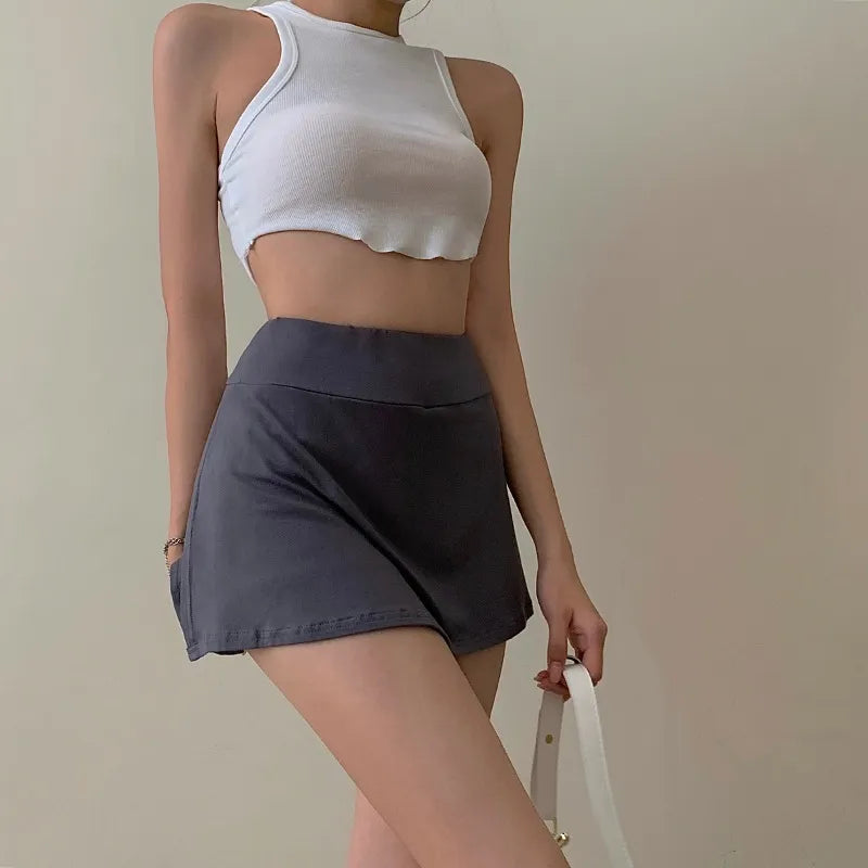 IMIEMIE Tennis Skirt Women High Waist Sexy Girl Tight Bag Hip Short Skirt Summer Sports Culottes split A-line Mini skirt Y2K