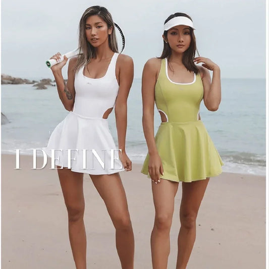 IMIEMIE The New Tennis Dress Women Tennis Suit All-in-one Yoga Suit Women Outdoor Sports Fitness Running Clothes Fashion Training Suits