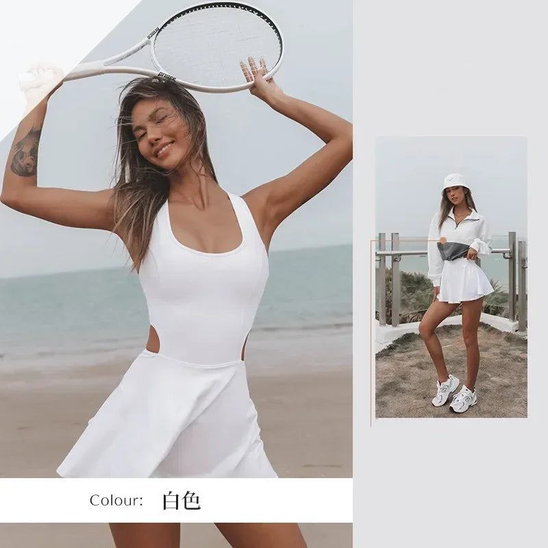 IMIEMIE The New Tennis Dress Women Tennis Suit All-in-one Yoga Suit Women Outdoor Sports Fitness Running Clothes Fashion Training Suits