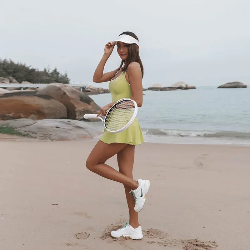 IMIEMIE The New Tennis Dress Women Tennis Suit All-in-one Yoga Suit Women Outdoor Sports Fitness Running Clothes Fashion Training Suits