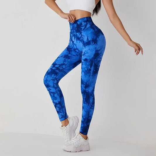 IMIEMIE Tie Dye Seamless Leggings for Women High Waist Yoga Pants, Scrunch Butt Lifting Elastic Tights