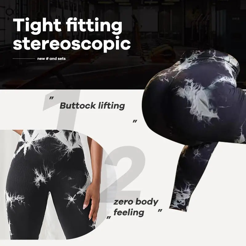 IMIEMIE Tie Dye Seamless Leggings for Women High Waist Yoga Pants, Scrunch Butt Lifting Elastic Tights