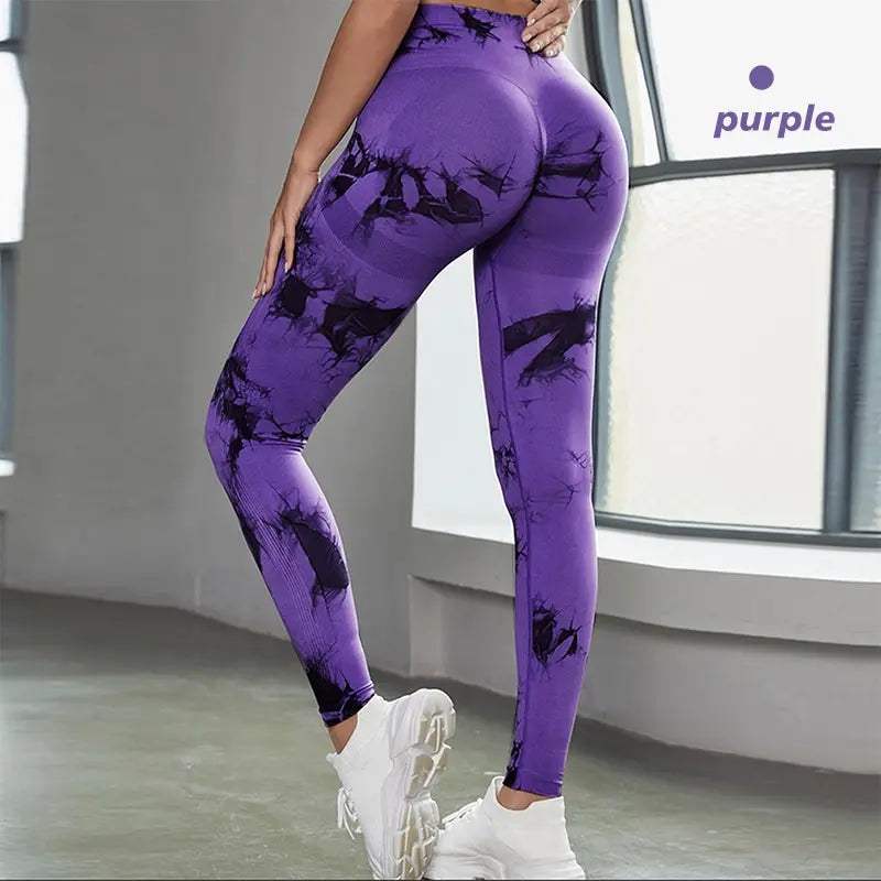 IMIEMIE Tie Dye Seamless Leggings for Women High Waist Yoga Pants, Scrunch Butt Lifting Elastic Tights