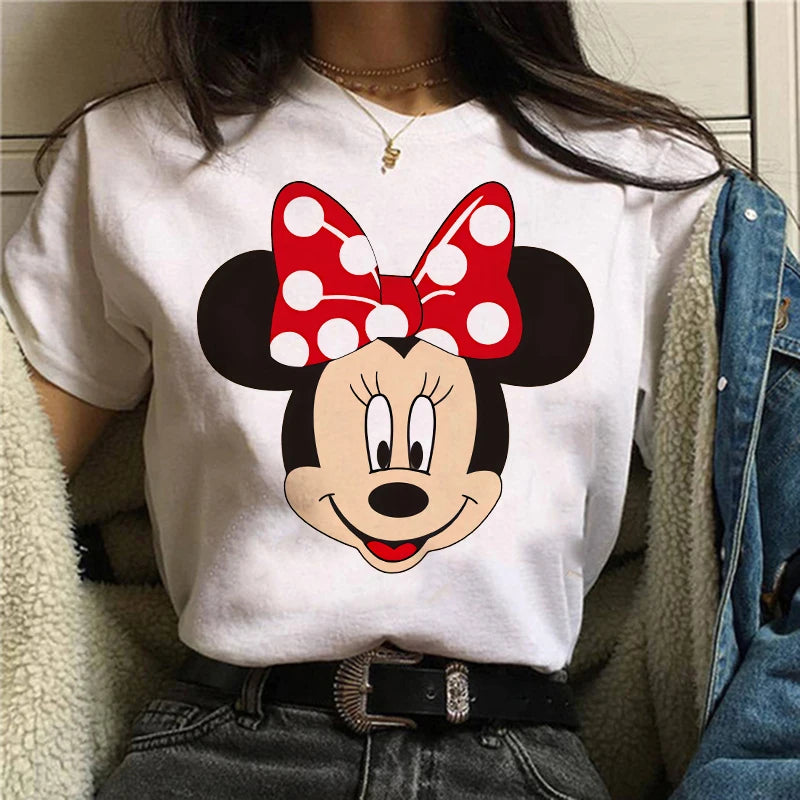 IMIEMIE Tshirt Mickey 90s Y2k Minnie Mouse Hat Print T-shirt Women Fashion T Shirt Female Clothes Kawaii Disney T Shirt