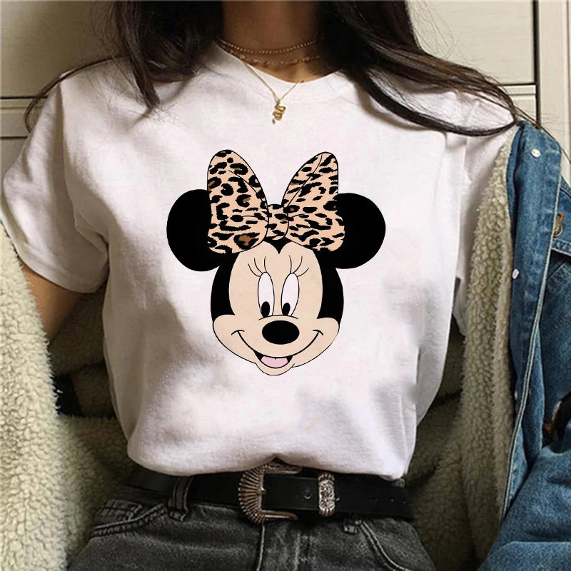 IMIEMIE Tshirt Mickey 90s Y2k Minnie Mouse Hat Print T-shirt Women Fashion T Shirt Female Clothes Kawaii Disney T Shirt