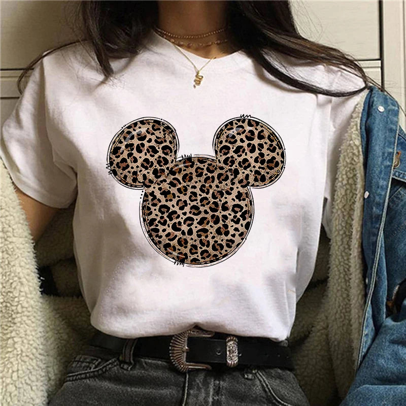 IMIEMIE Tshirt Mickey 90s Y2k Minnie Mouse Hat Print T-shirt Women Fashion T Shirt Female Clothes Kawaii Disney T Shirt