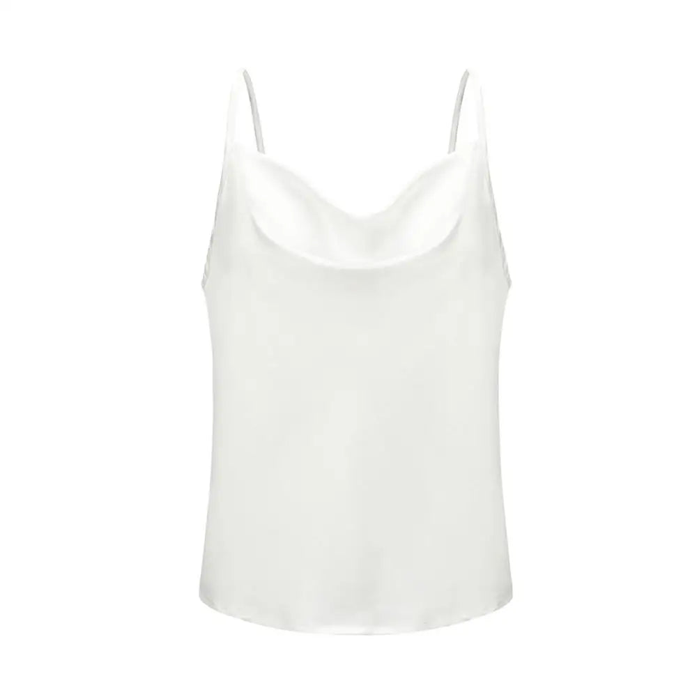 IMIEMIE White Basic Women Silk-Like Satin Tops Vest Summer Sexy Camis Tank For Ladies Strappy Camisole Top Shirts Grunge Femme Clothes