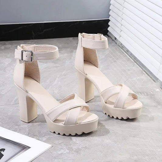 IMIEMIE Women Fish Mouth Platform High Heels Wedges Buckle Slope Sandals Women Shoes Woman Platform High Heels Sandals High Heels