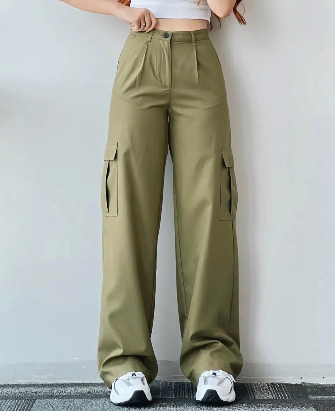 IMIEMIE Women Pants Casual  All-match Three-dimensional Pocket Pantalettes New In  Fashion Cargo Pants Straight Leg Sweatpants Trousers