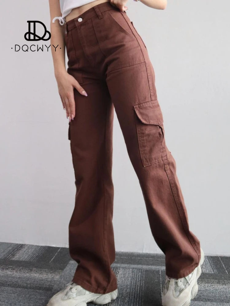 IMIEMIE Women Pants Casual  All-match Three-dimensional Pocket Pantalettes New In  Fashion Cargo Pants Straight Leg Sweatpants Trousers