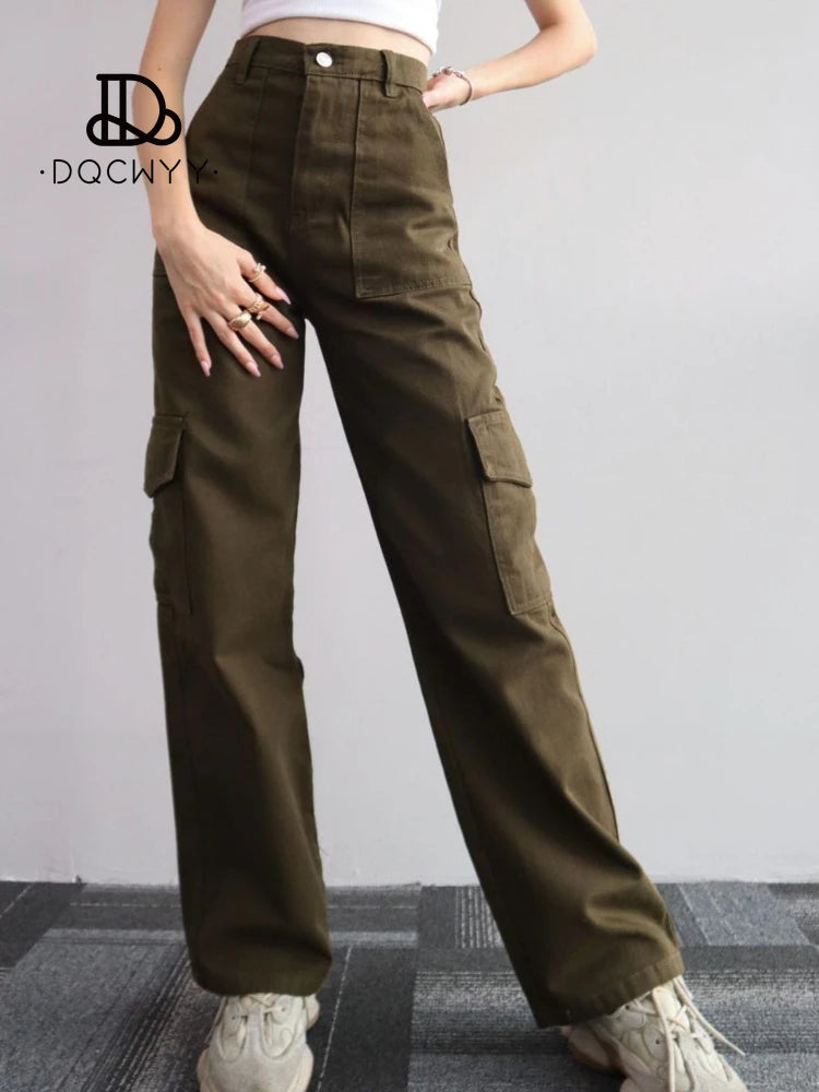 IMIEMIE Women Pants Casual  All-match Three-dimensional Pocket Pantalettes New In  Fashion Cargo Pants Straight Leg Sweatpants Trousers