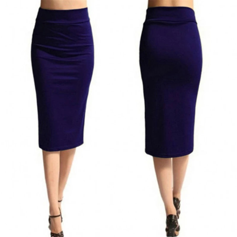 IMIEMIE Women Skirt Bodycon Skirt Office Female Slim Knee Length High Waist Stretch Sexy Pencil Skirts Jupe Femme