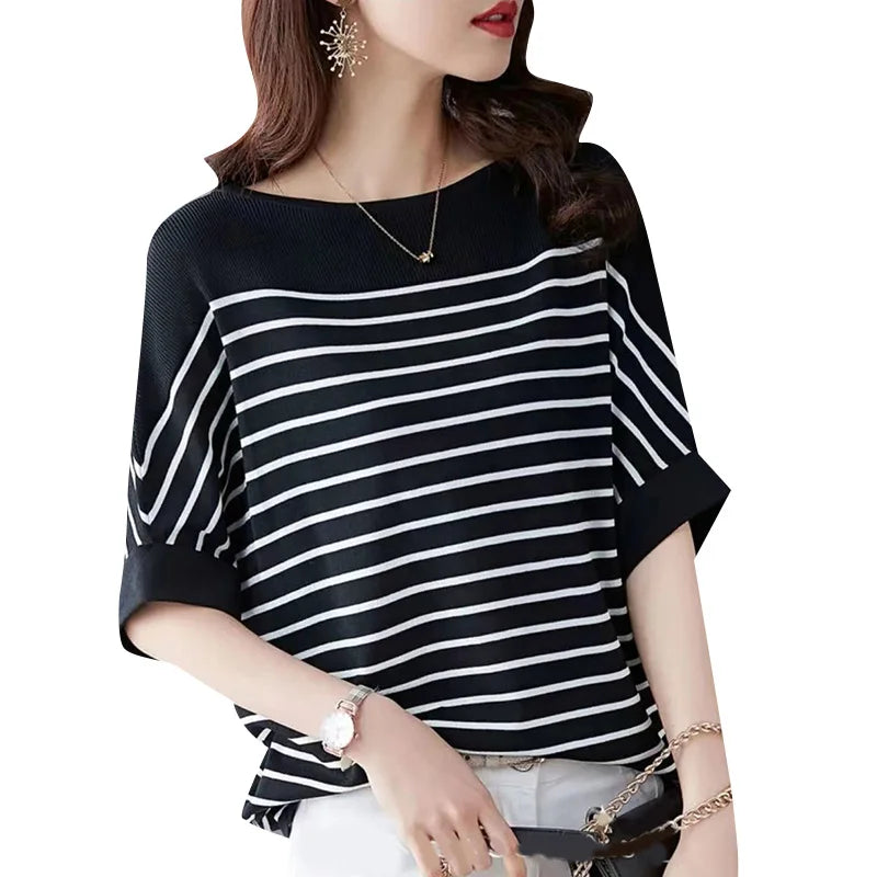 IMIEMIE Women Summer Shirt 2024 ZANZEA Elegant Half Sleeve Striped Blouse Fashion OL Work Tops Female Casual Loose Party Blusas Chemise