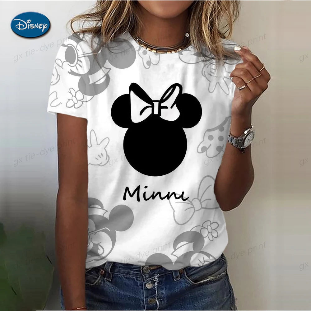 IMIEMIE Women T Shirt Harajuku Graphic Short Sleeve Clothing Women's Top New 90’s Women's T-shirt Fashion Mickey Mouse Print Clothing