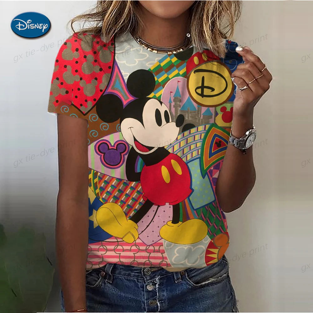 IMIEMIE Women T Shirt Harajuku Graphic Short Sleeve Clothing Women's Top New 90’s Women's T-shirt Fashion Mickey Mouse Print Clothing