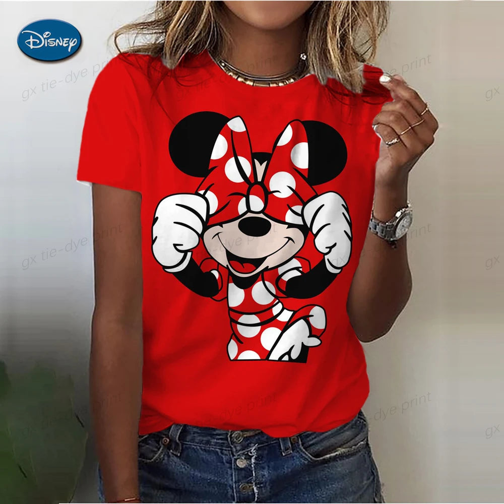 IMIEMIE Women T Shirt Harajuku Graphic Short Sleeve Clothing Women's Top New 90’s Women's T-shirt Fashion Mickey Mouse Print Clothing