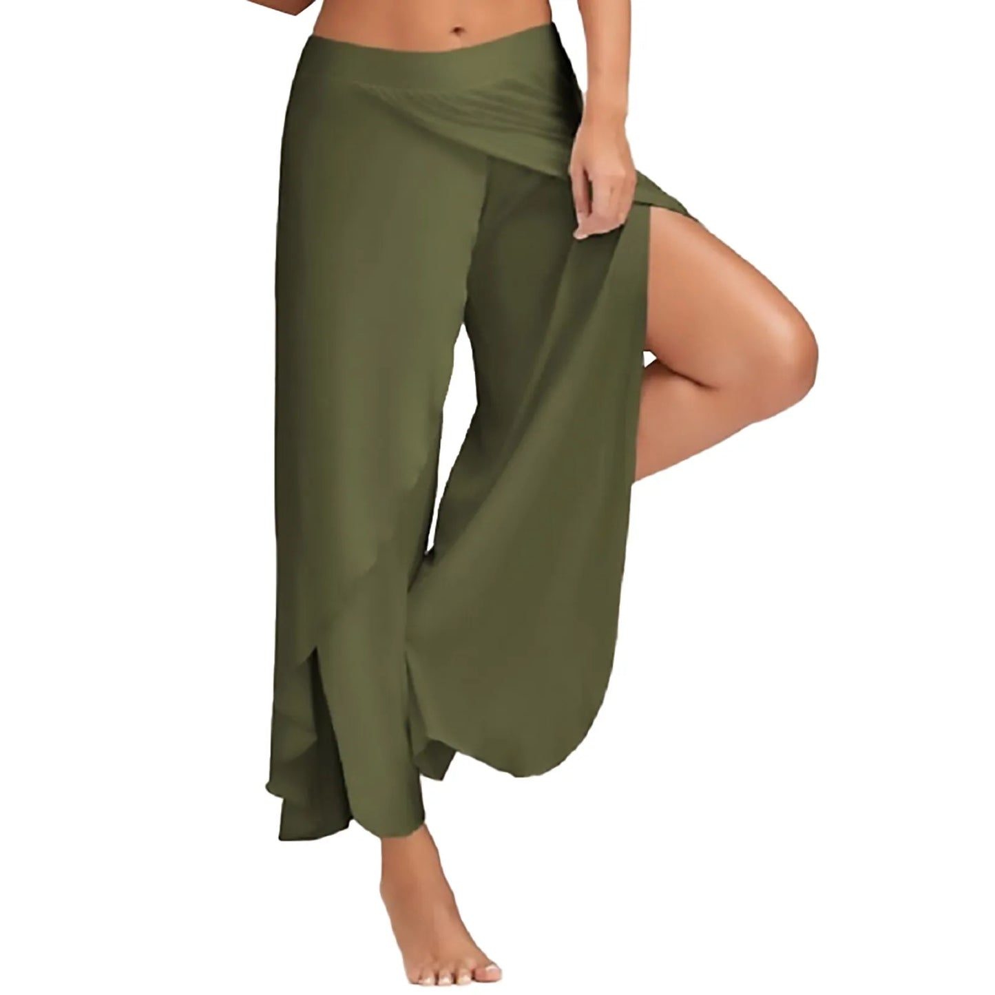 IMIEMIE Women Wide Leg Pants Loose Fitness Yoga Split Trousers Mandala Open Leg Pants Comfort Gypsy Hippie Aladdin Harem Pants