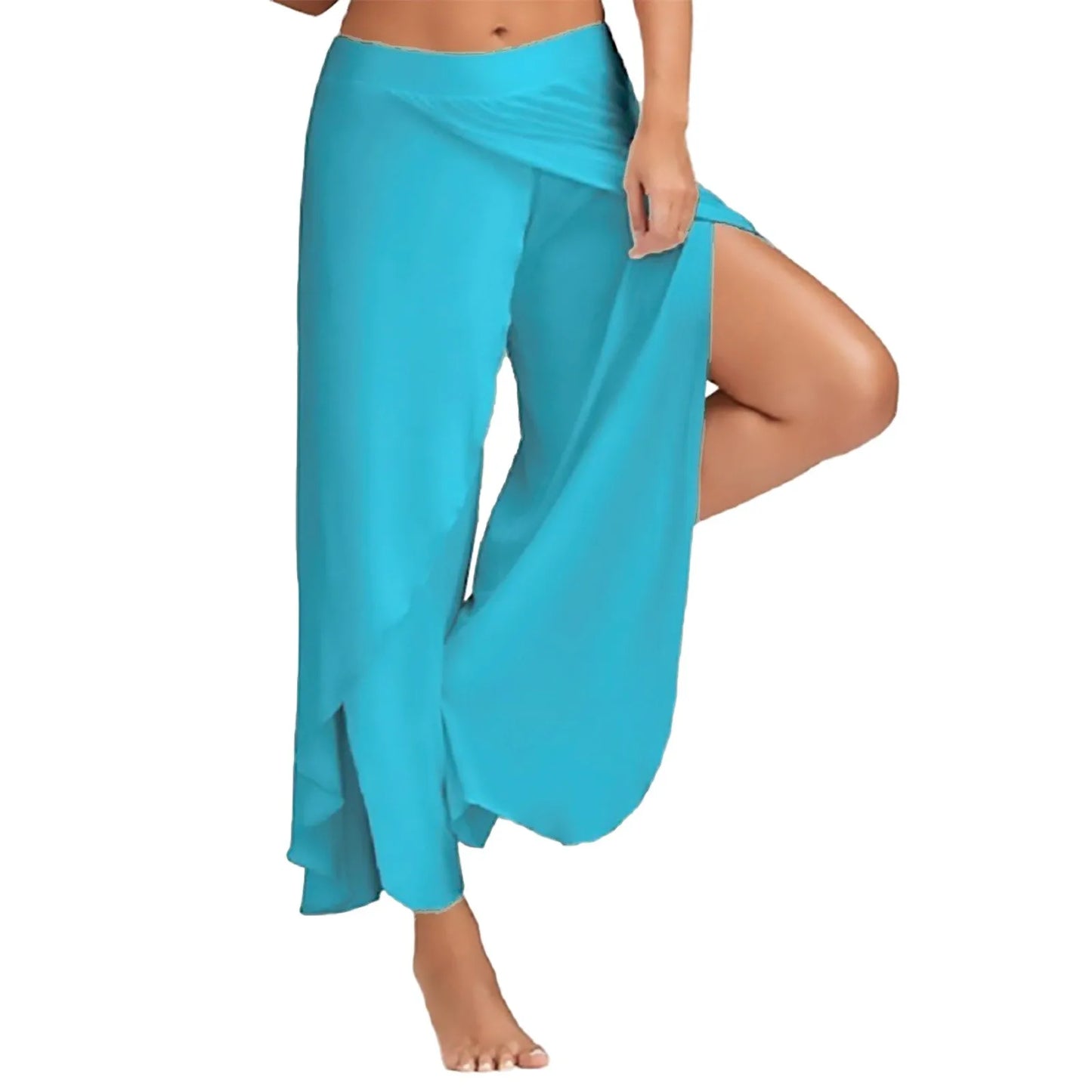 IMIEMIE Women Wide Leg Pants Loose Fitness Yoga Split Trousers Mandala Open Leg Pants Comfort Gypsy Hippie Aladdin Harem Pants