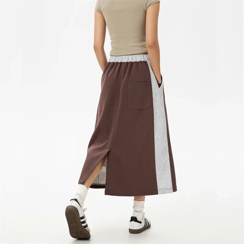 IMIEMIE Women's Black Skirt Korean Fashion Long Skirts for Women 2024 Trend Women's Sumer Clothes Aesthetic Skirts Y2k Female Elegant