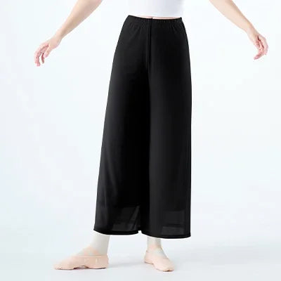 IMIEMIE Women's Classical Dance Pants Chinese Folk Practice Dance Pants Elegant Adult Double-layer Mesh Splice Side Split Trousers