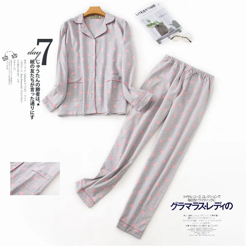 IMIEMIE Women's Pajamas Plus Size S-XXXL Clothes Ladies Flannel Cotton Home Wear Suit Autumn Winter Pajamas Plaid Print Sleep Tops