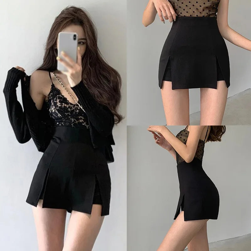 IMIEMIE Women's Super High Waist Skinny Slim A-line Dress Irregular Sexy Half Body Suit Pants Skirt