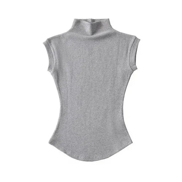 IMIEMIE Womens Sleeveless Turtleneck Tops Summer Stretch Slim Fit Short Sleeve Mock Neck Women's Causal Basics High Neck Tank Tops