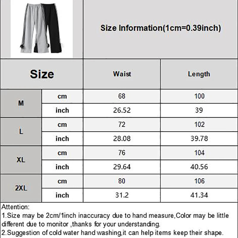 IMIEMIE Womens Stripe Wide Leg Pants 2024 Spring Summer Lace Up Bow Y2k Casual High Waist Female Trouser Sweatpants