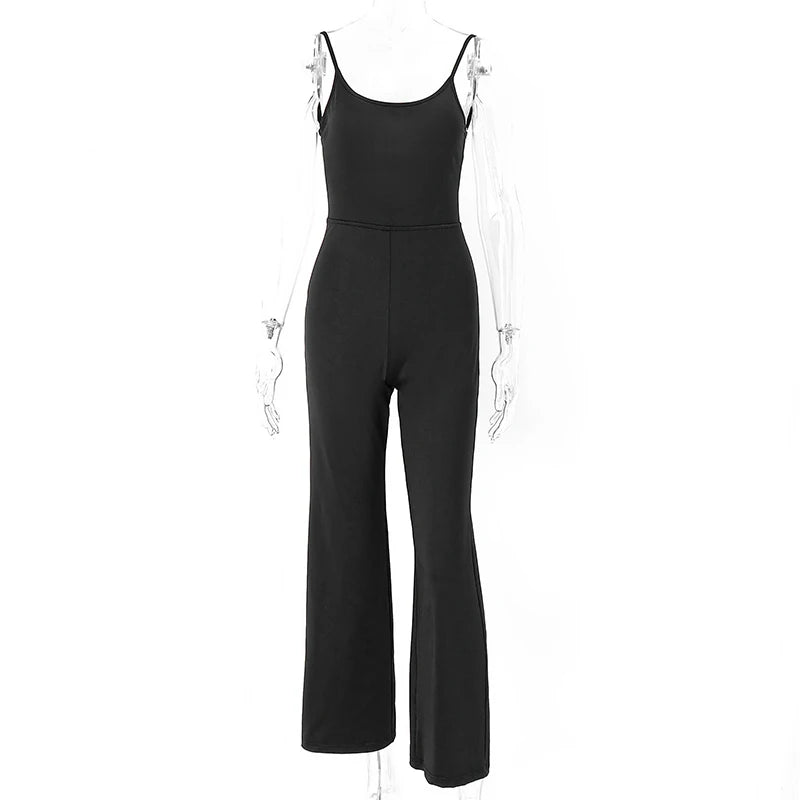 IMIEMIE Xeemilo Sexy Backless Spaghetti Strap Jumpsuit Woman Summer Black Skinny Bodycon Bodysuit Pants Holiday Ladies Casual Jumpsuits