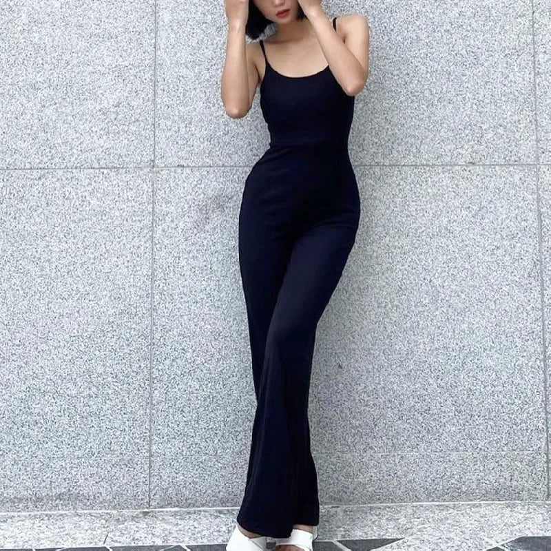 IMIEMIE Xeemilo Sexy Backless Spaghetti Strap Jumpsuit Woman Summer Black Skinny Bodycon Bodysuit Pants Holiday Ladies Casual Jumpsuits