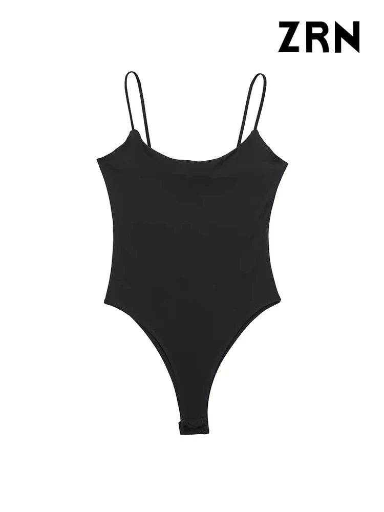 IMIEMIE ZRN-Skinny Bodysuits for Women, Backless, Thin Straps, Snap-button, Female Playsuits, Sexy Fashion