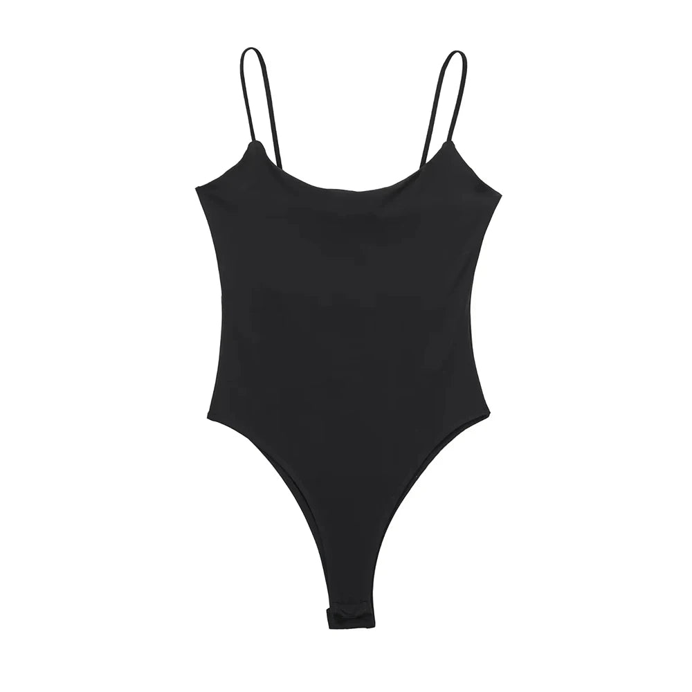 IMIEMIE ZRN-Skinny Bodysuits for Women, Backless, Thin Straps, Snap-button, Female Playsuits, Sexy Fashion