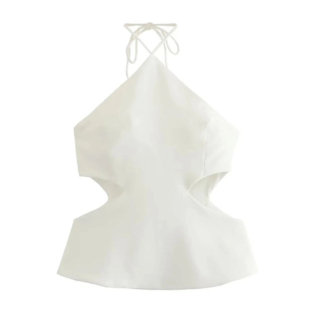 IMIEMIE ZRN-Women's Backless Halter Neck Tank Tops, Female Camis, Tied, Hollow Out, Sexy, Fashion