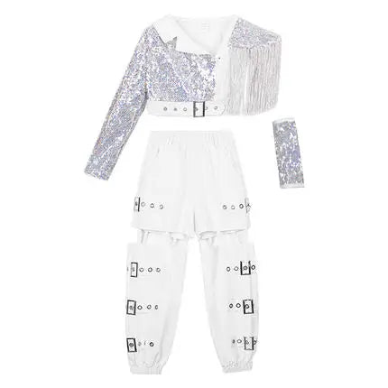 IMIEMIE ZZL Street Dance Hip-hop Dance Clothes Girls Pant Suit Tracksuit Wear Kids Catwalk Set  Korean Group Costume K-POP Dance Wear