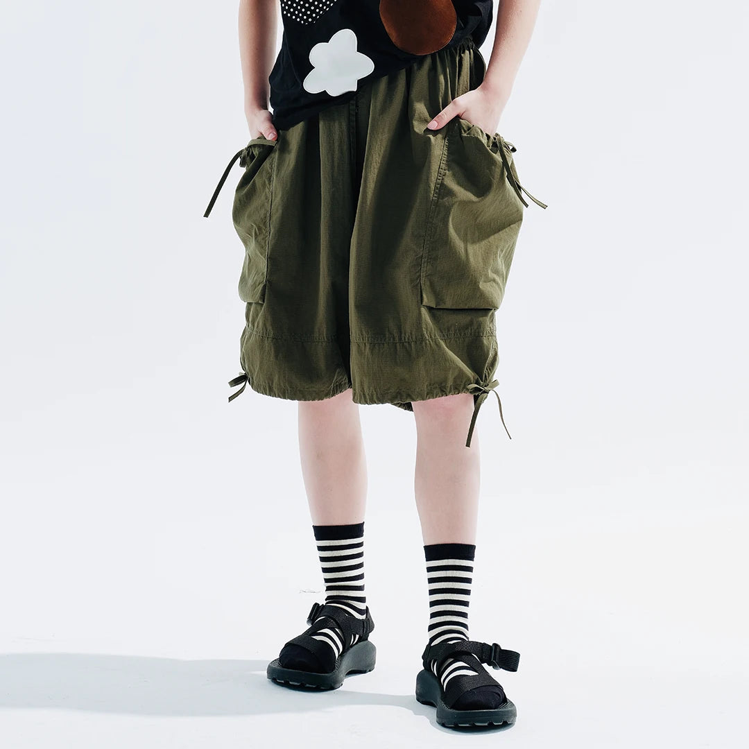 IMIEMIE imakokoni girls Original 2024 Army Green shorts Loose cargo pants five quarter pants casual women 234057