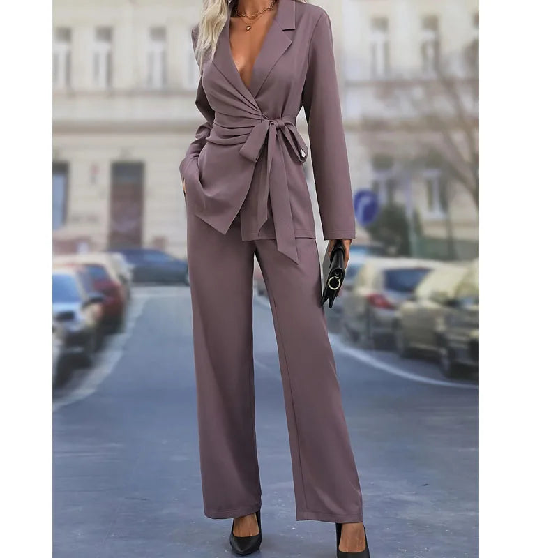 IMIEMIE sets for women 2 pieces Spring and Autumn new European and American loose slimming high-end cool casual pants two-piece set